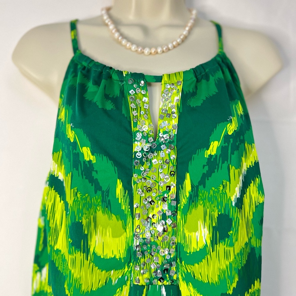 EUC * INC International Concepts Yellow and Green Halter Midi Sundress - Picture 2 of 9